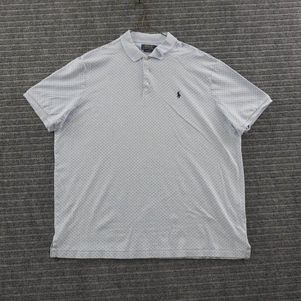 Polo Ralph Lauren Polo Shirt Mens XXL Blue Polka Dot Short Sleeve Classic Fit